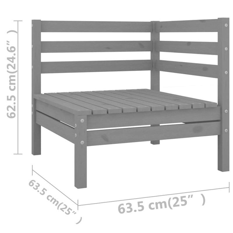 3 Piece Garden Lounge Set Grey Solid Pinewood