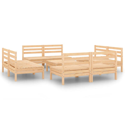 9 Piece Garden Lounge Set Solid Pinewood