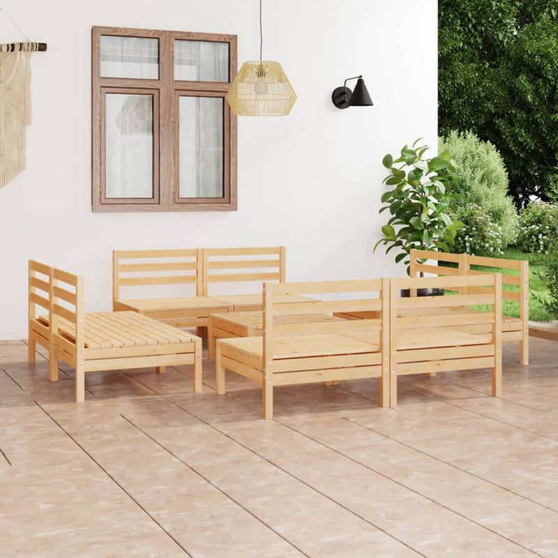 9 Piece Garden Lounge Set Solid Pinewood