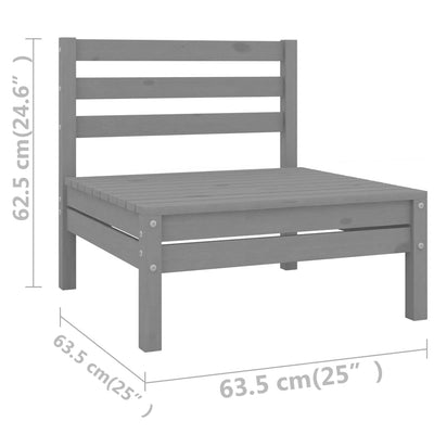 3 Piece Garden Lounge Set Grey Solid Pinewood