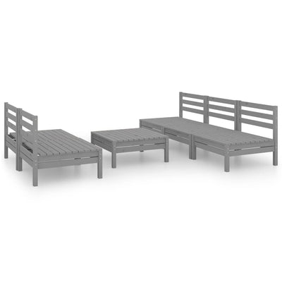 6 Piece Garden Lounge Set Grey Solid Pinewood