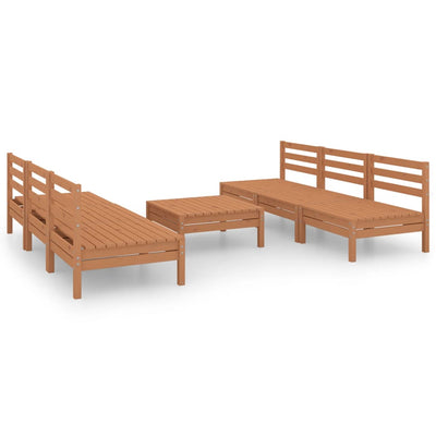 7 Piece Garden Lounge Set Honey Brown Solid Pinewood