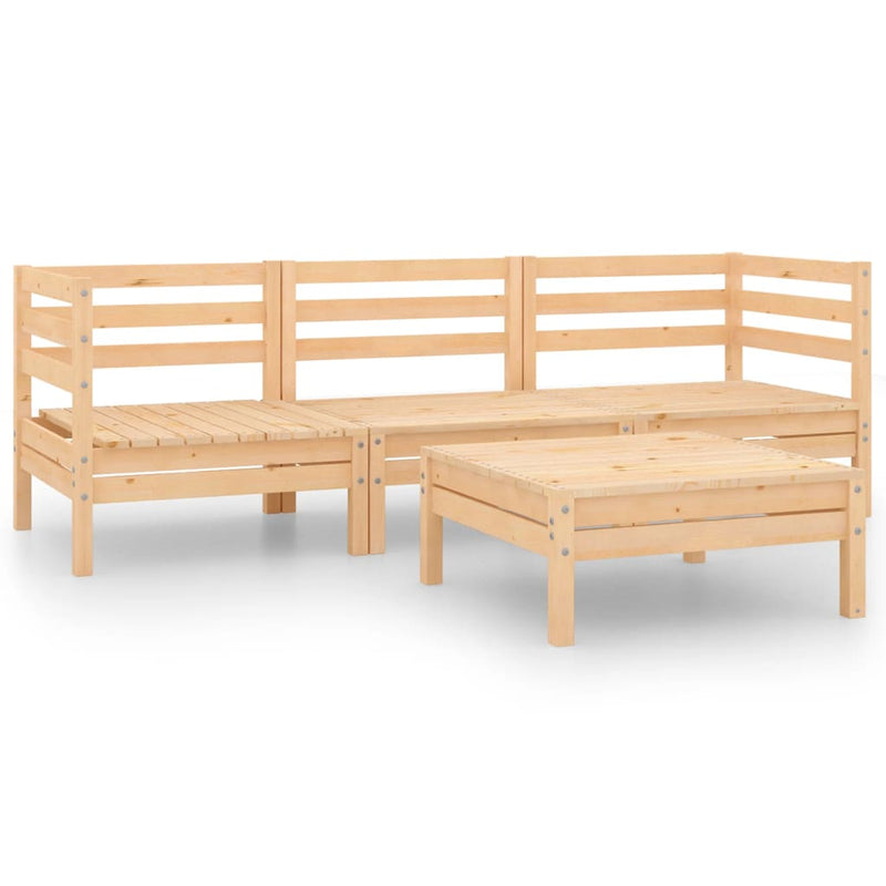 4 Piece Garden Lounge Set Solid Wood Pine