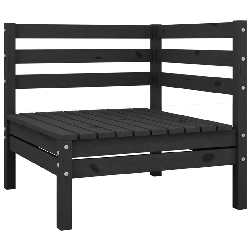 4 Piece Garden Lounge Set Black Solid Wood Pine