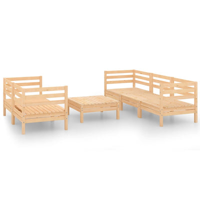 6 Piece Garden Lounge Set Solid Pinewood