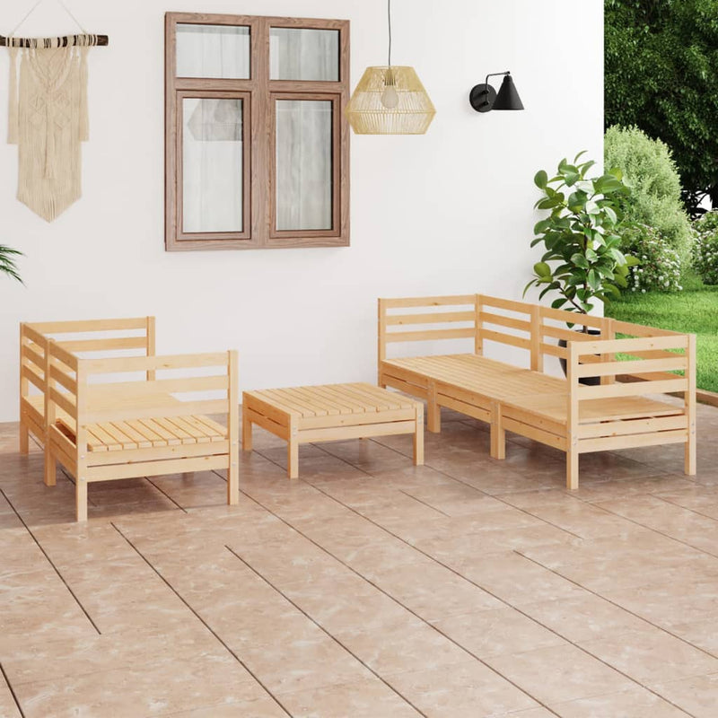 6 Piece Garden Lounge Set Solid Pinewood