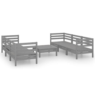 7 Piece Garden Lounge Set Grey Solid Pinewood