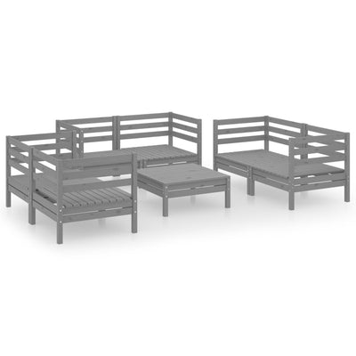 7 Piece Garden Lounge Set Grey Solid Pinewood