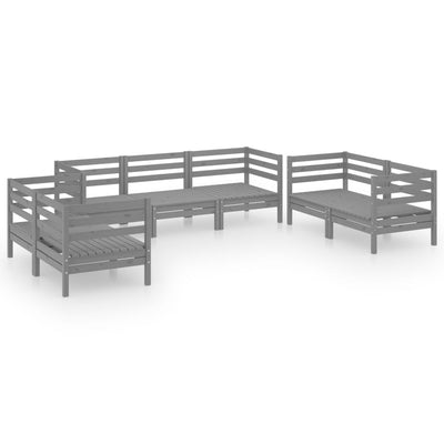 7 Piece Garden Lounge Set Grey Solid Pinewood