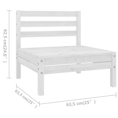 8 Piece Garden Lounge Set White Solid Pinewood