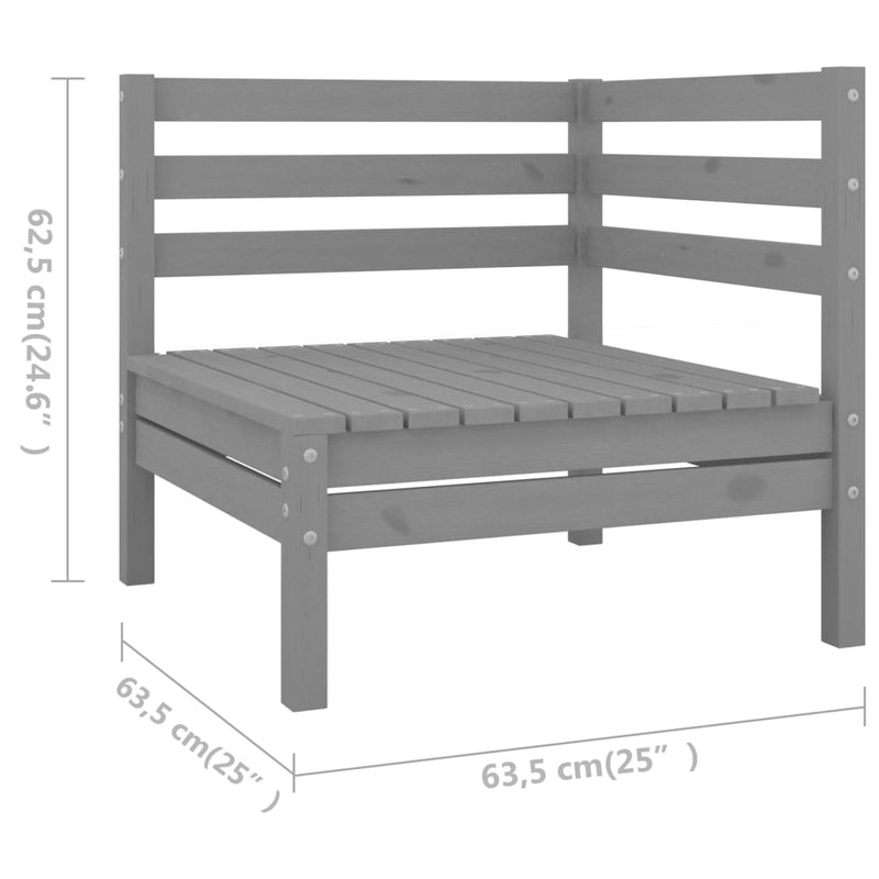 9 Piece Garden Lounge Set Grey Solid Pinewood