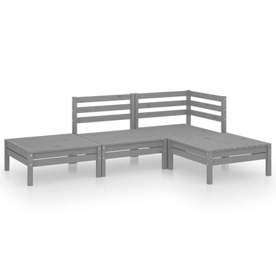 4 Piece Garden Lounge Set Grey Solid Pinewood