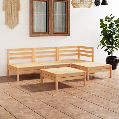 5 Piece Garden Lounge Set Solid Pinewood