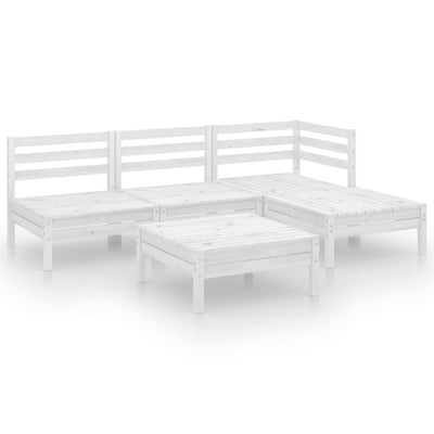 5 Piece Garden Lounge Set Solid Pinewood White