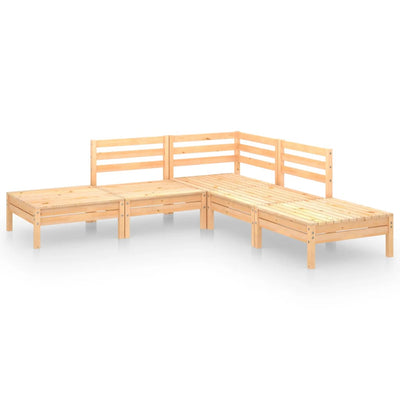 5 Piece Garden Lounge Set Solid Pinewood