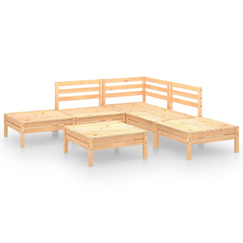 6 Piece Garden Lounge Set Solid Pinewood