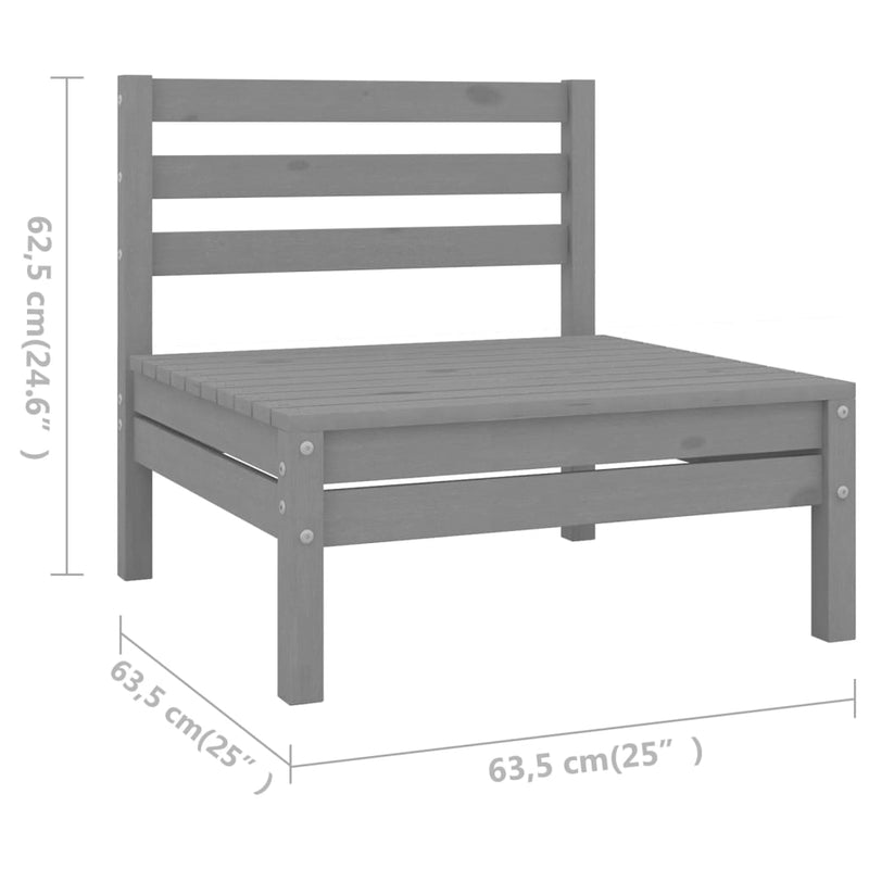 8 Piece Garden Lounge Set Solid Pinewood Grey