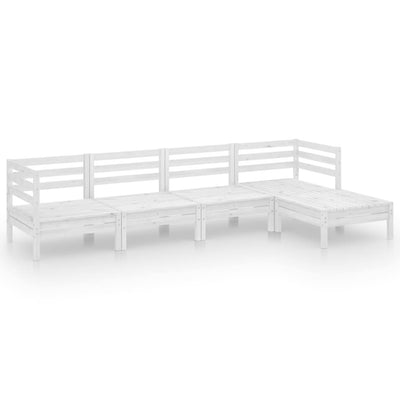 5 Piece Garden Lounge Set Solid Pinewood White