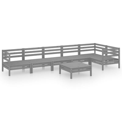 7 Piece Garden Lounge Set Solid Pinewood Grey