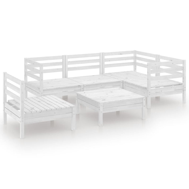 6 Piece Garden Lounge Set Solid Pinewood White