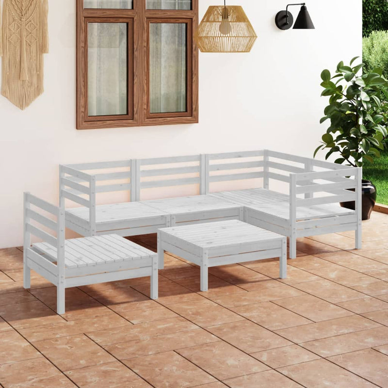 6 Piece Garden Lounge Set Solid Pinewood White