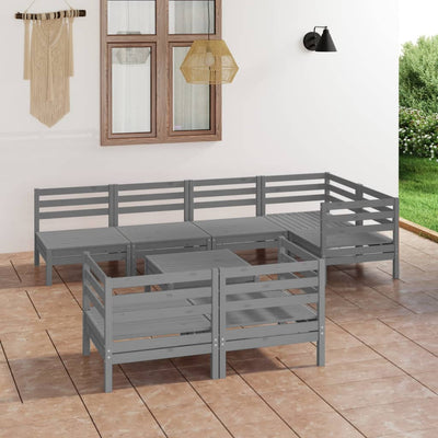 8 Piece Garden Lounge Set Solid Pinewood Grey