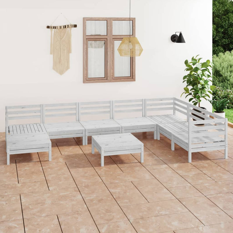 9 Piece Garden Lounge Set Solid Pinewood White