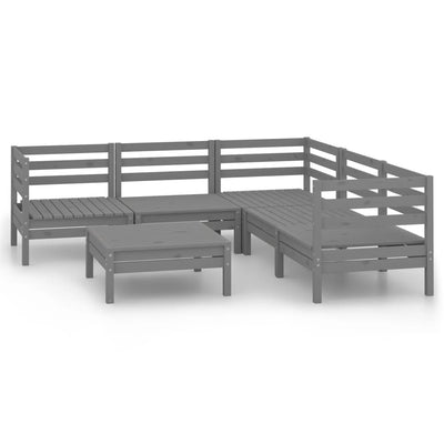 6 Piece Garden Lounge Set Solid Pinewood Grey