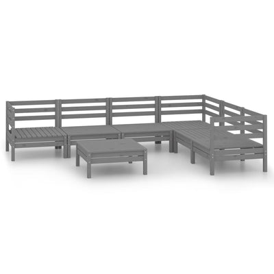 7 Piece Garden Lounge Set Solid Pinewood Grey