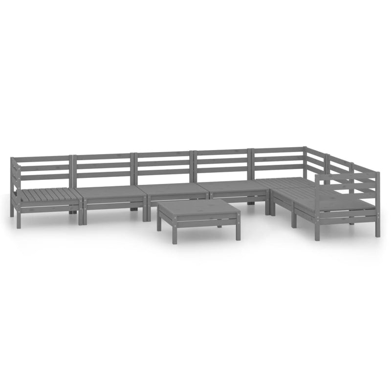 8 Piece Garden Lounge Set Solid Pinewood Grey