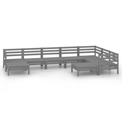 9 Piece Garden Lounge Set Solid Pinewood Grey