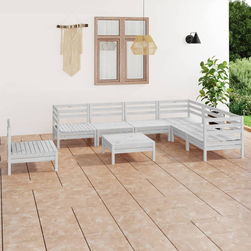 8 Piece Garden Lounge Set Solid Pinewood White