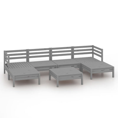 7 Piece Garden Lounge Set Grey Solid Pinewood