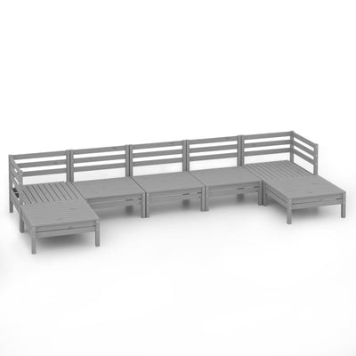 7 Piece Garden Lounge Set Grey Solid Pinewood