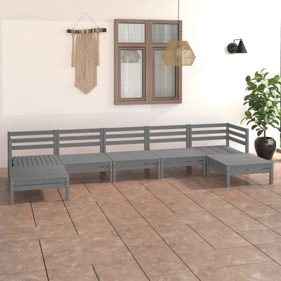 7 Piece Garden Lounge Set Grey Solid Pinewood