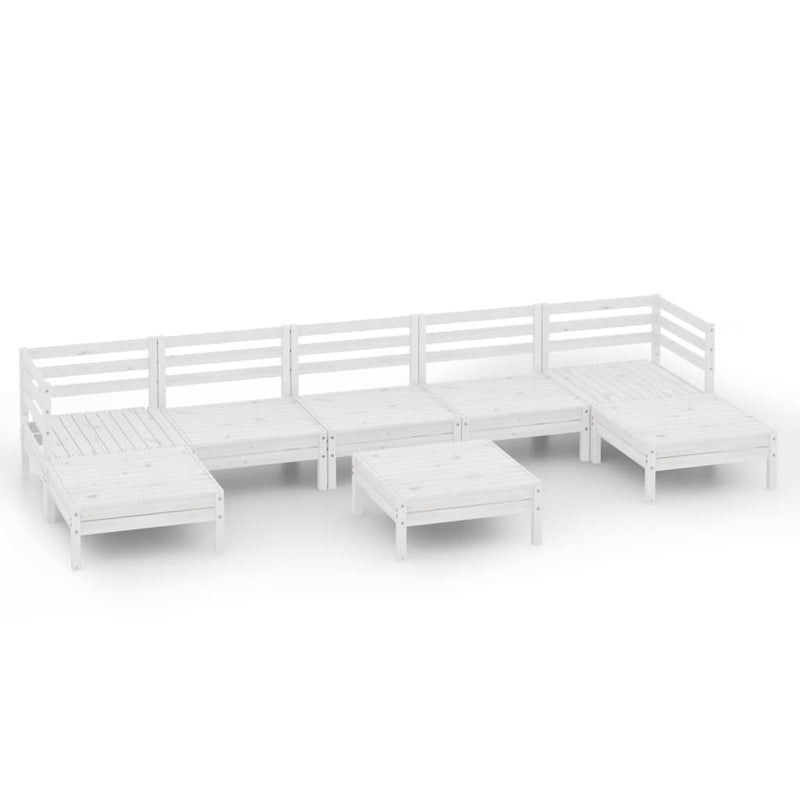 8 Piece Garden Lounge Set White Solid Pinewood