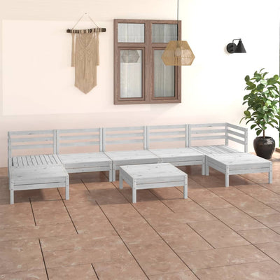 8 Piece Garden Lounge Set White Solid Pinewood