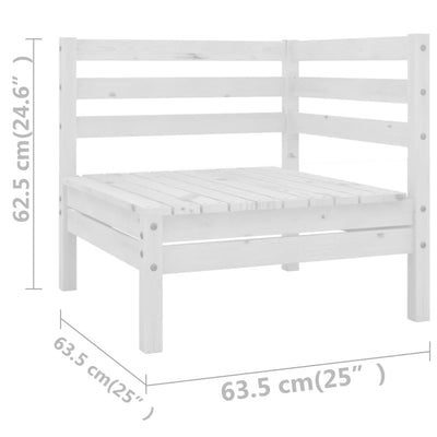 9 Piece Garden Lounge Set White Solid Pinewood