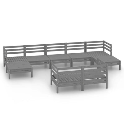 9 Piece Garden Lounge Set Grey Solid Pinewood