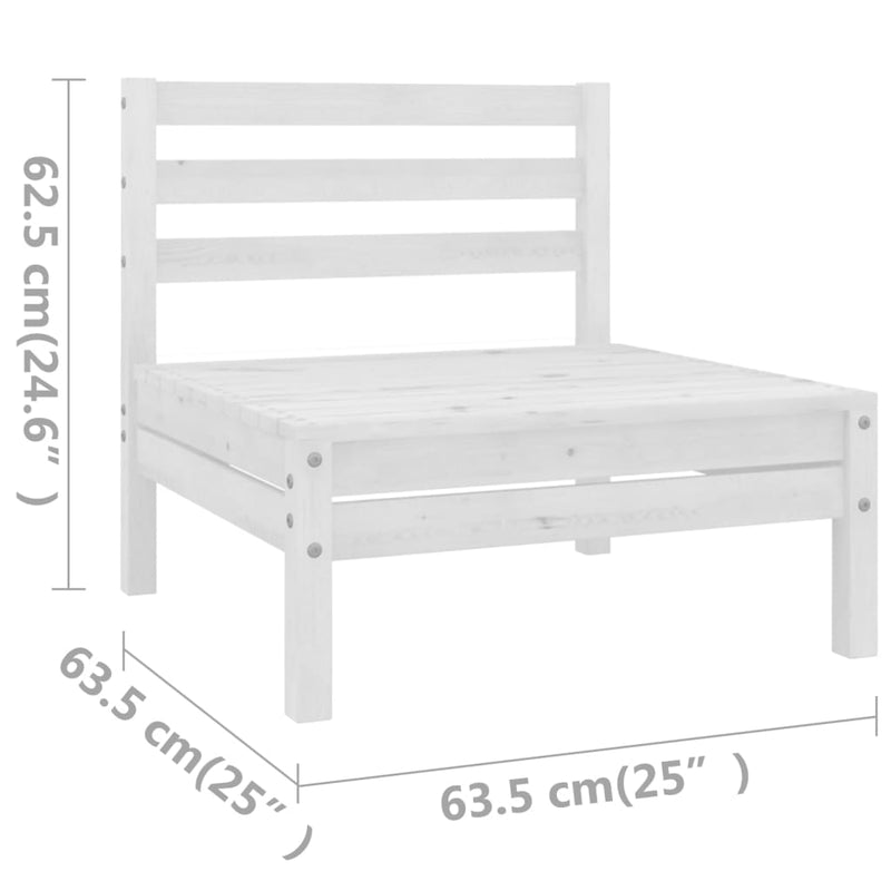 7 Piece Garden Lounge Set White Solid Pinewood