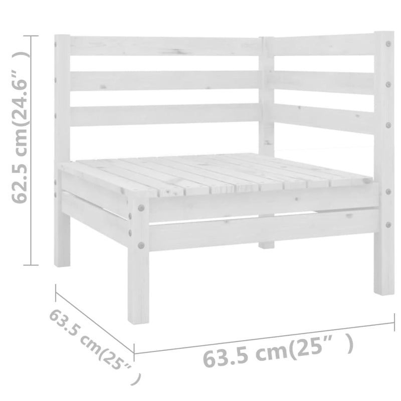 8 Piece Garden Lounge Set White Solid Pinewood