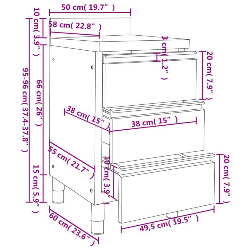 Commercial Kitchen Cabinets 3 pcs Stainless Steel