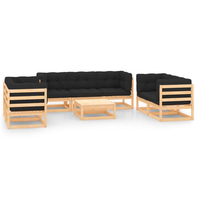 8 Piece Garden Lounge Set with Cushions Solid Pinewood