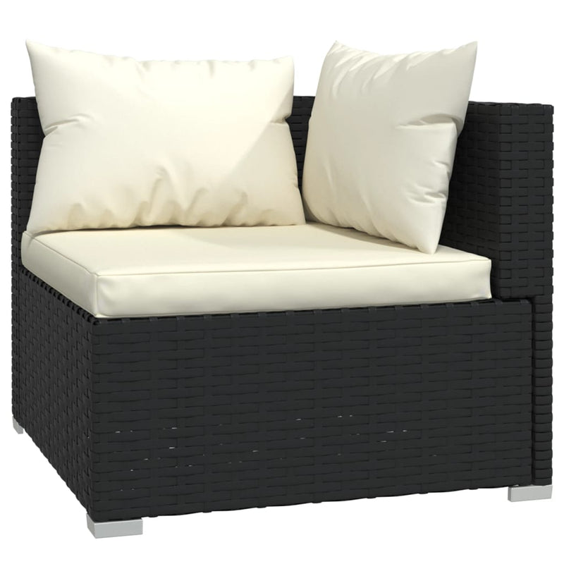 4 Piece Garden Lounge Set with Cushions Black Poly Rattan