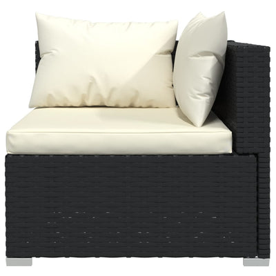 4 Piece Garden Lounge Set with Cushions Black Poly Rattan