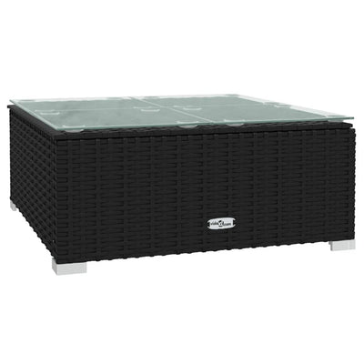 Garden Coffee Table Black 60x60x30 cm Poly Rattan and Glass