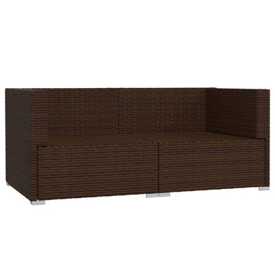 2-Seater Sofa with Cushions Brown Poly Rattan