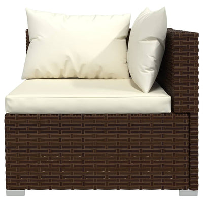 2-Seater Sofa with Cushions Brown Poly Rattan