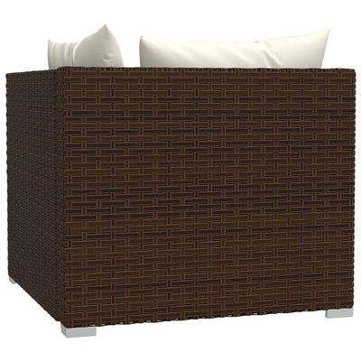 2-Seater Sofa with Cushions Brown Poly Rattan