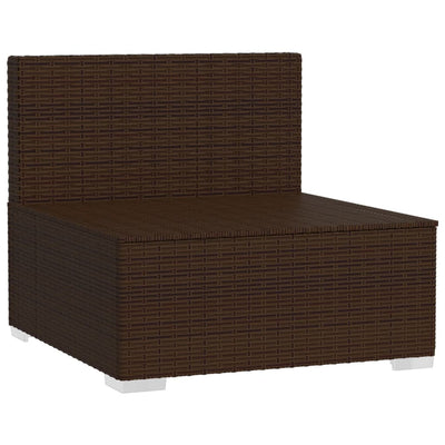 3-Seater Sofa with Cushions Brown Poly Rattan